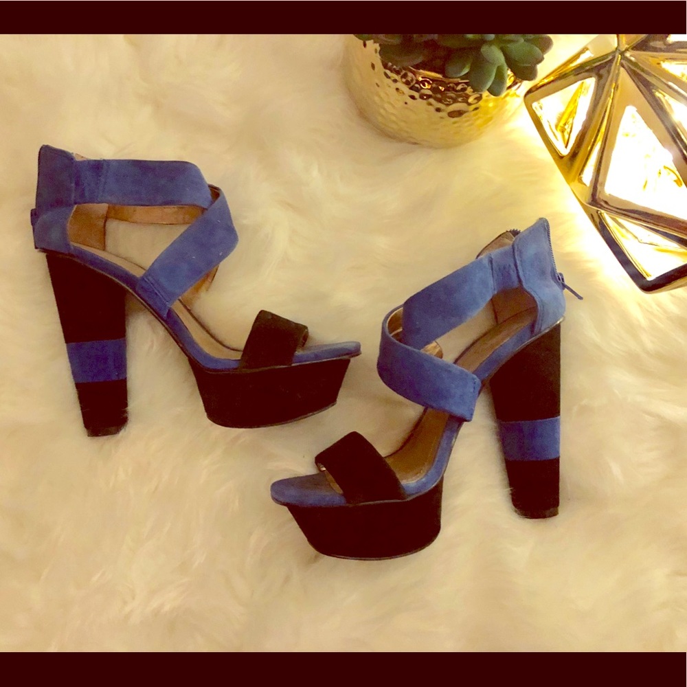 SOLD Blue and black BEBE heels